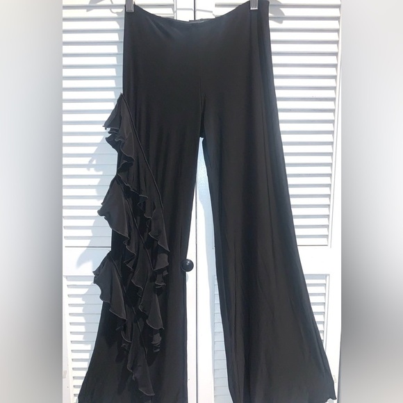 Dance America Black Ruffle Palazzo Dance Pants women’s size small - Picture 2 of 5